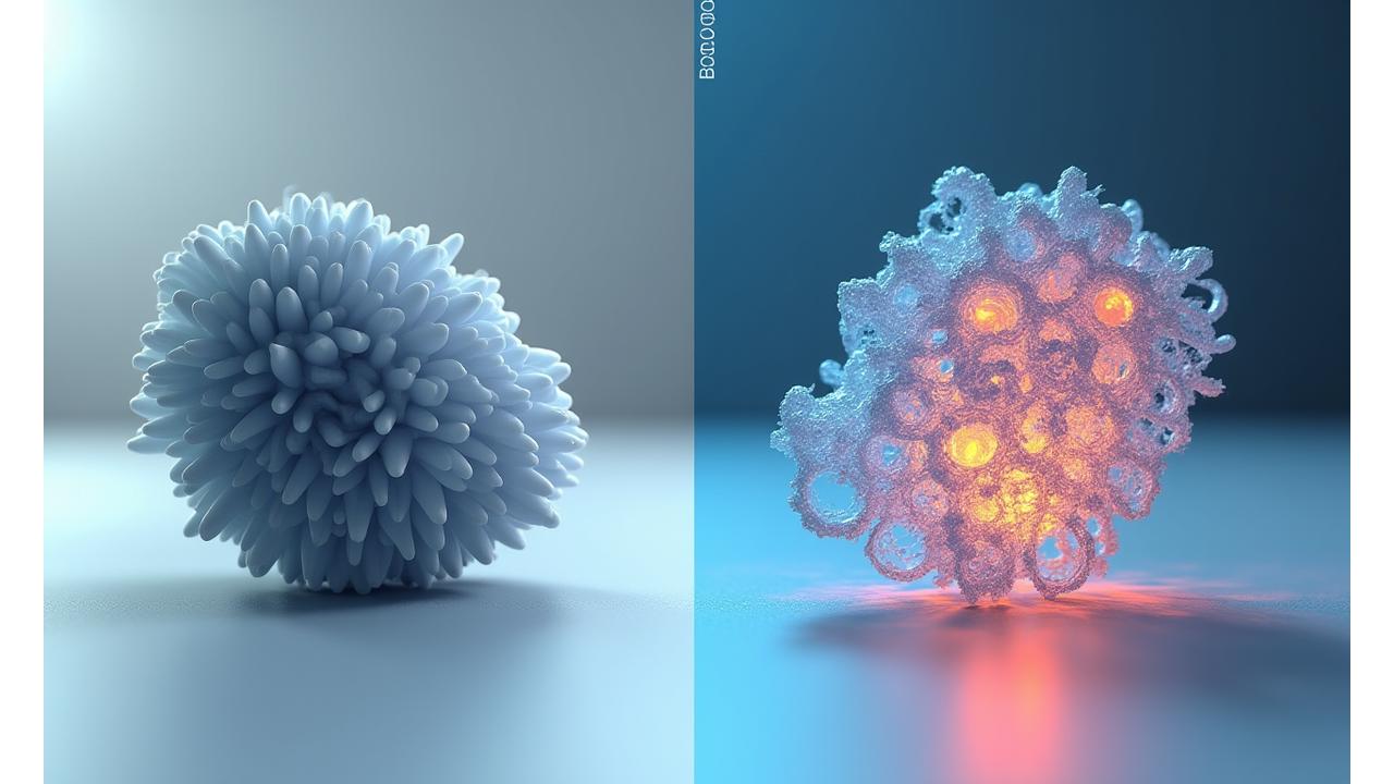 Ein Vorher-Nachher-Vergleich eines Bauteils, das durch Topologie-Optimierung leichter und effizienter gestaltet wurde, mit einer Drahtgitter-Darstellung.