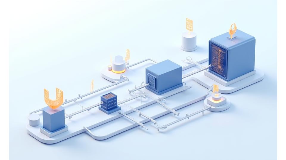 Ein Flussdiagramm, das den sicheren und kontrollierten Datenfluss von der Erfassung bis zur Speicherung bei AlpenForge Instruments darstellt, mit Symbolen für Verschlüsselung und Zugriffsmanagement.