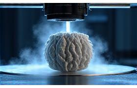 3D-Drucker im Arbeitsprozess, der ein komplexes Bauteil Schicht für Schicht erstellt