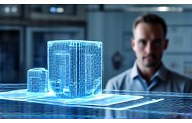 3D-Modell eines komplexen Werkzeugs auf einem Bildschirm mit Ingenieur im Hintergrund