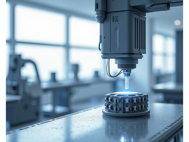 Blick auf ein modernes Qualitätsprüfzentrum mit Messtechnikern