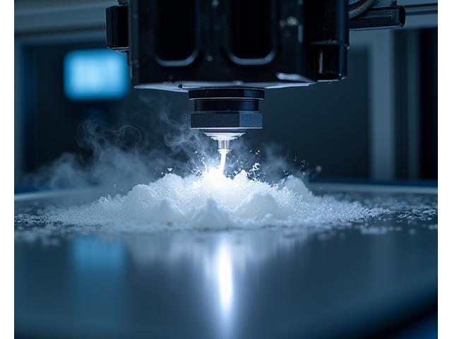 Moderner 3D-Drucker druckt ein präzises Metallbauteil